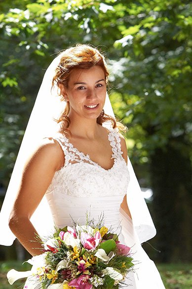 A bride poses in Donostia, Basque Country, Spain