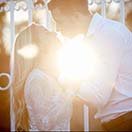 Couple backlighting at the park